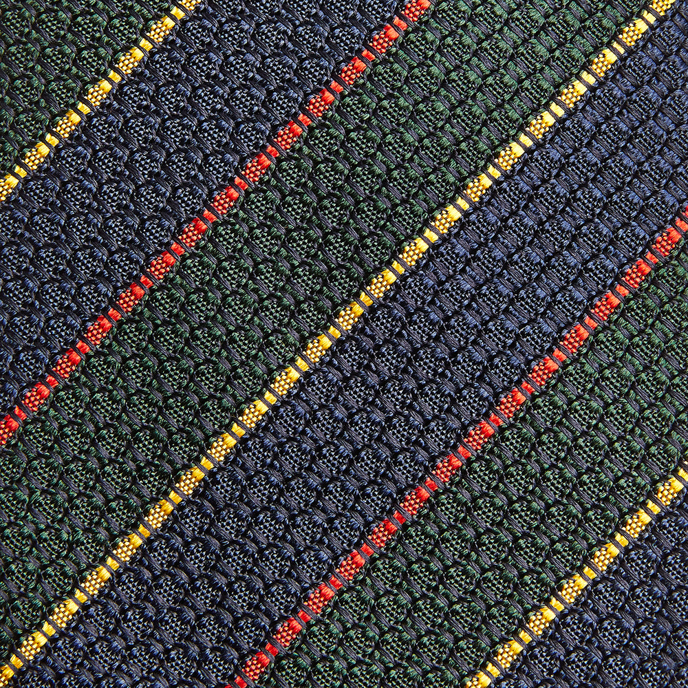 Green & Navy Multi Stripe Silk Tie