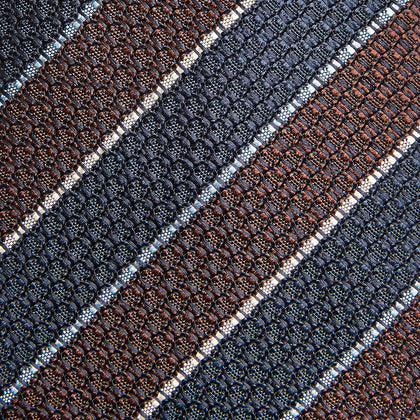 Burgundy & Navy Multi Stripe Silk Tie Image 2