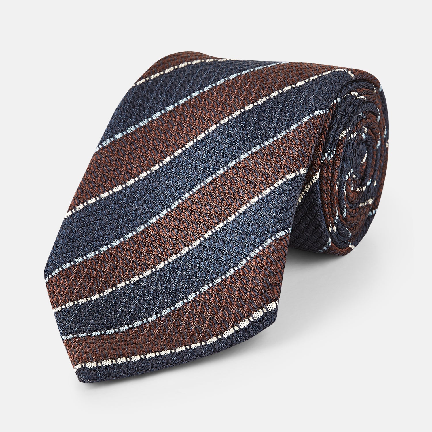 View 1 of product Burgundy & Navy Multi Stripe Silk Tie