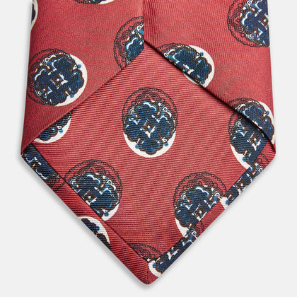 Red Shadow Spot Printed Silk Tie Image 5