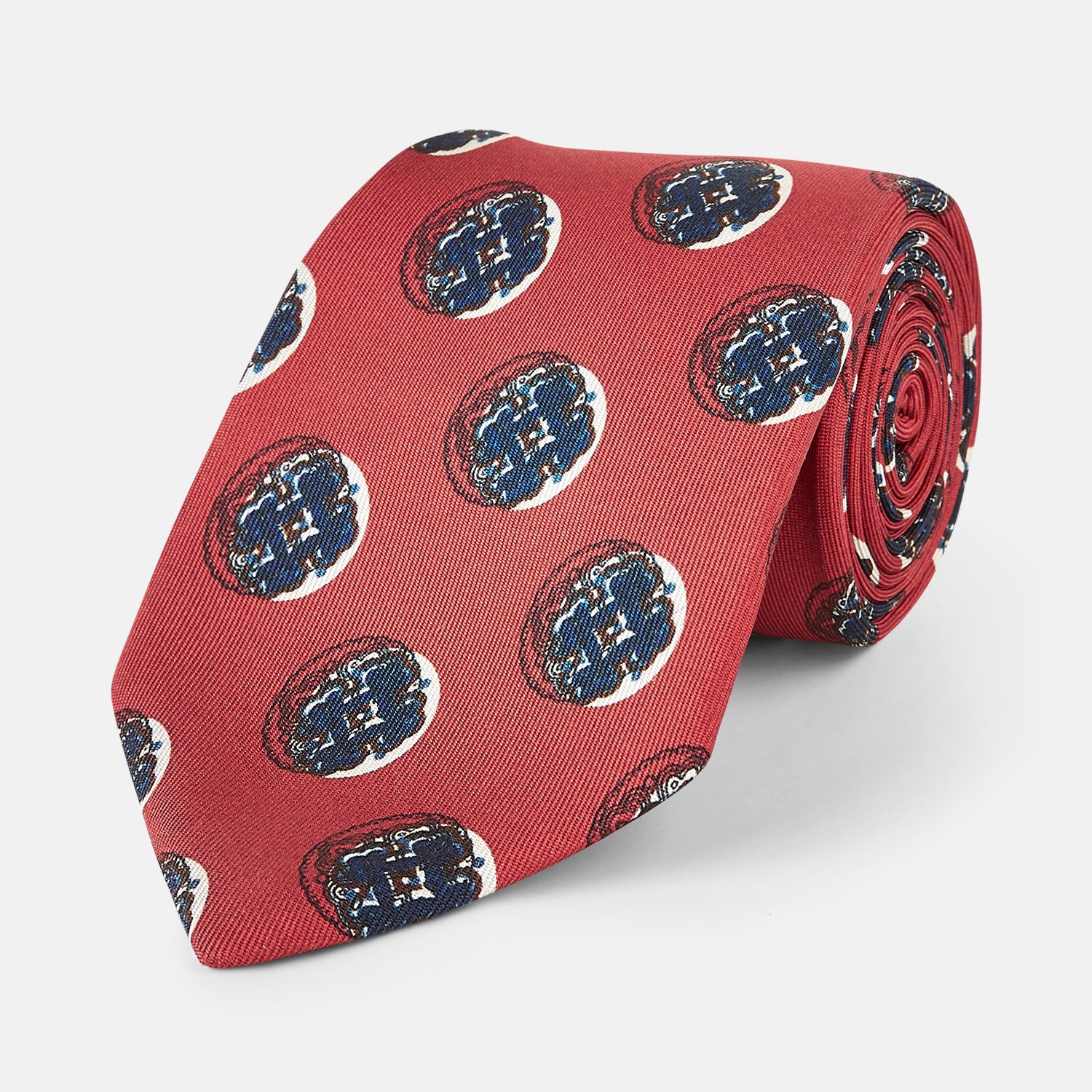 View 1 of product Red Shadow Spot Printed Silk Tie