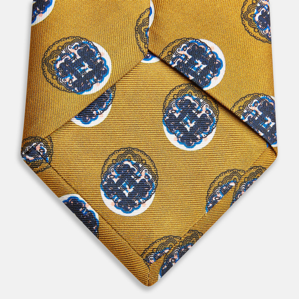 Gold Shadow Spot Printed Silk Tie