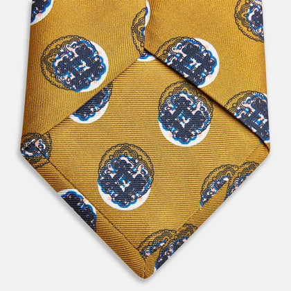 Gold Shadow Spot Printed Silk Tie Image 3