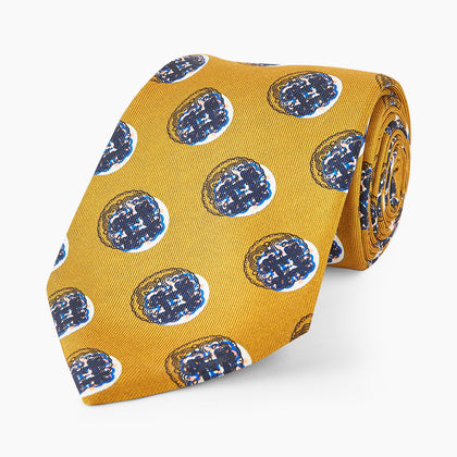 Gold Shadow Spot Printed Silk Tie Image 4