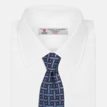 Navy & Blue Cross Silk Tie