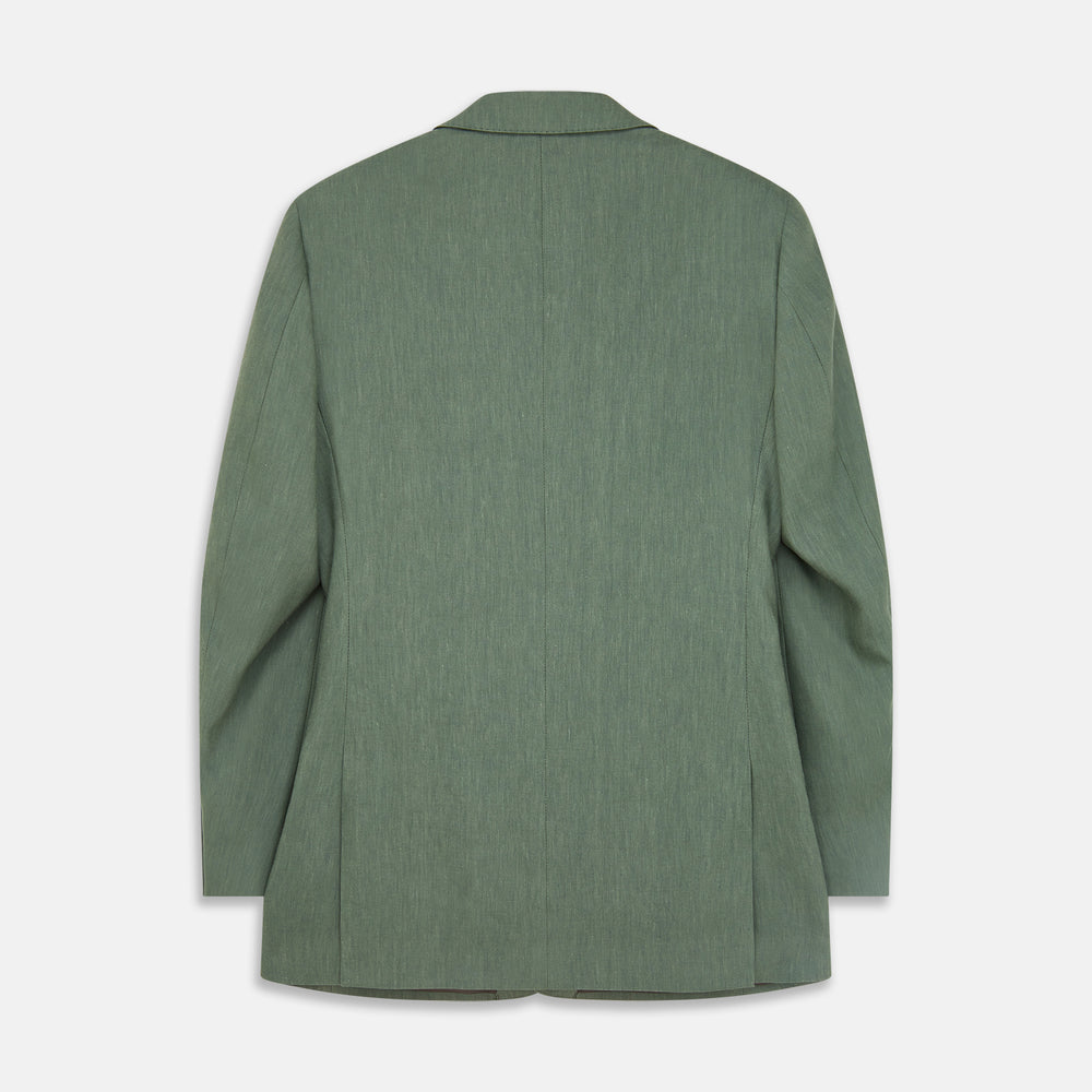 Green Wool and Linen Blend Barrington Blazer