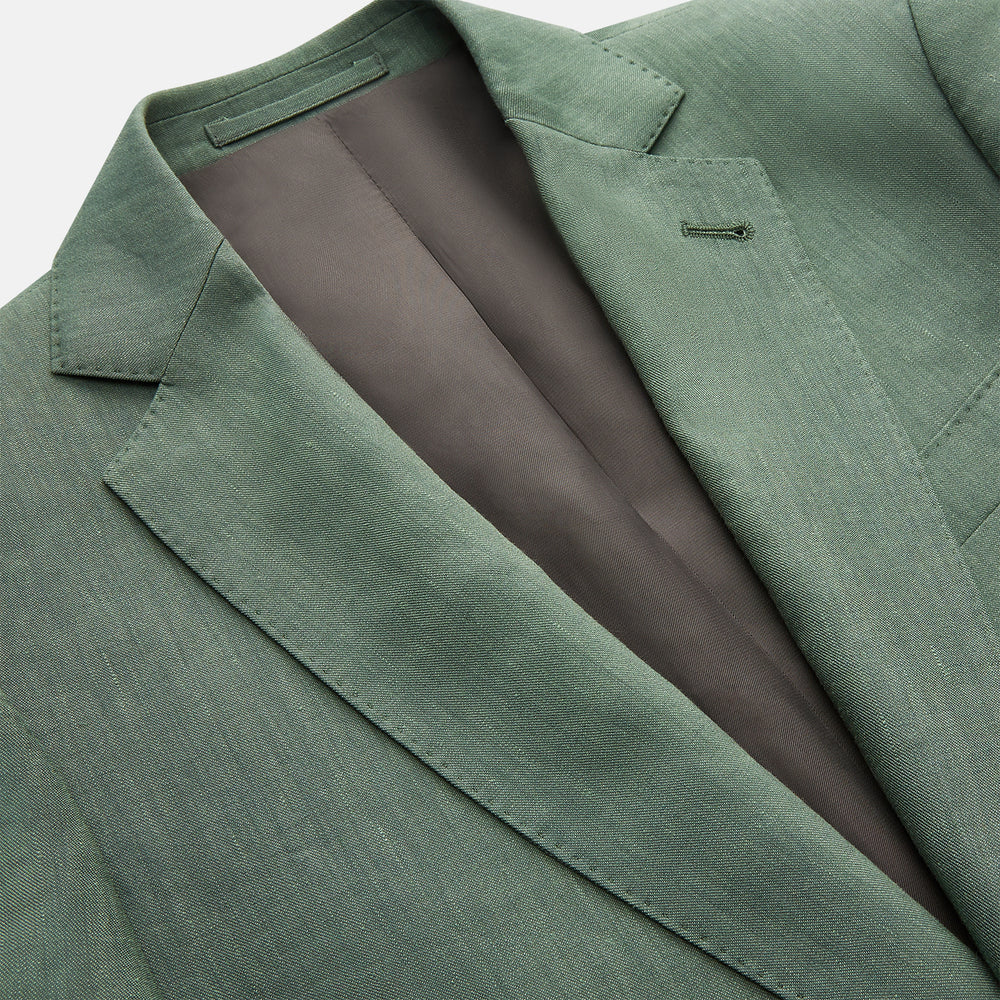 Green Wool and Linen Blend Barrington Blazer