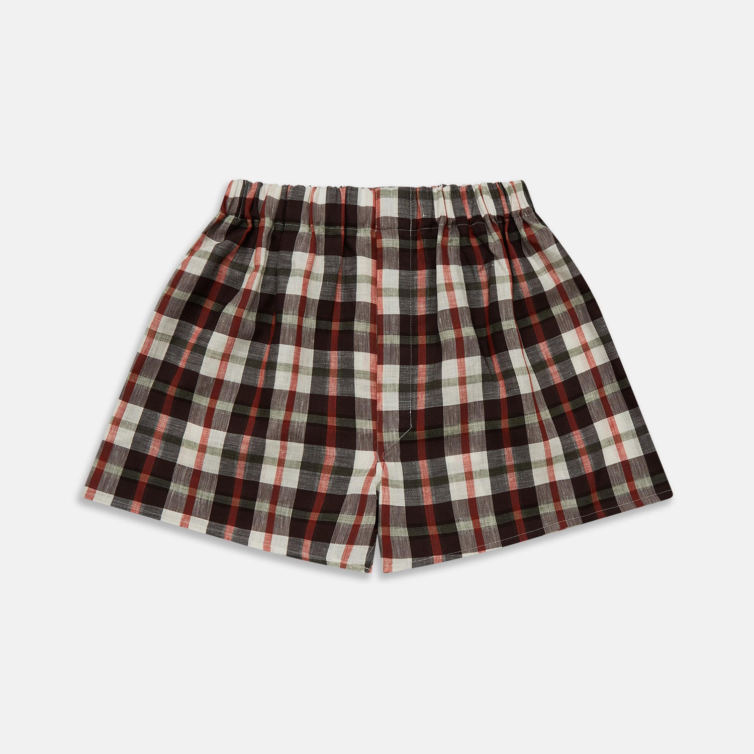View 1 of product Black Multi Check Linen Blend Godfrey Boxer Shorts