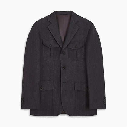 Charcoal Linen Safari Byron Jacket Image 7