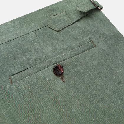 Green Wool and Linen Blend Jonathan Trouser Image 1