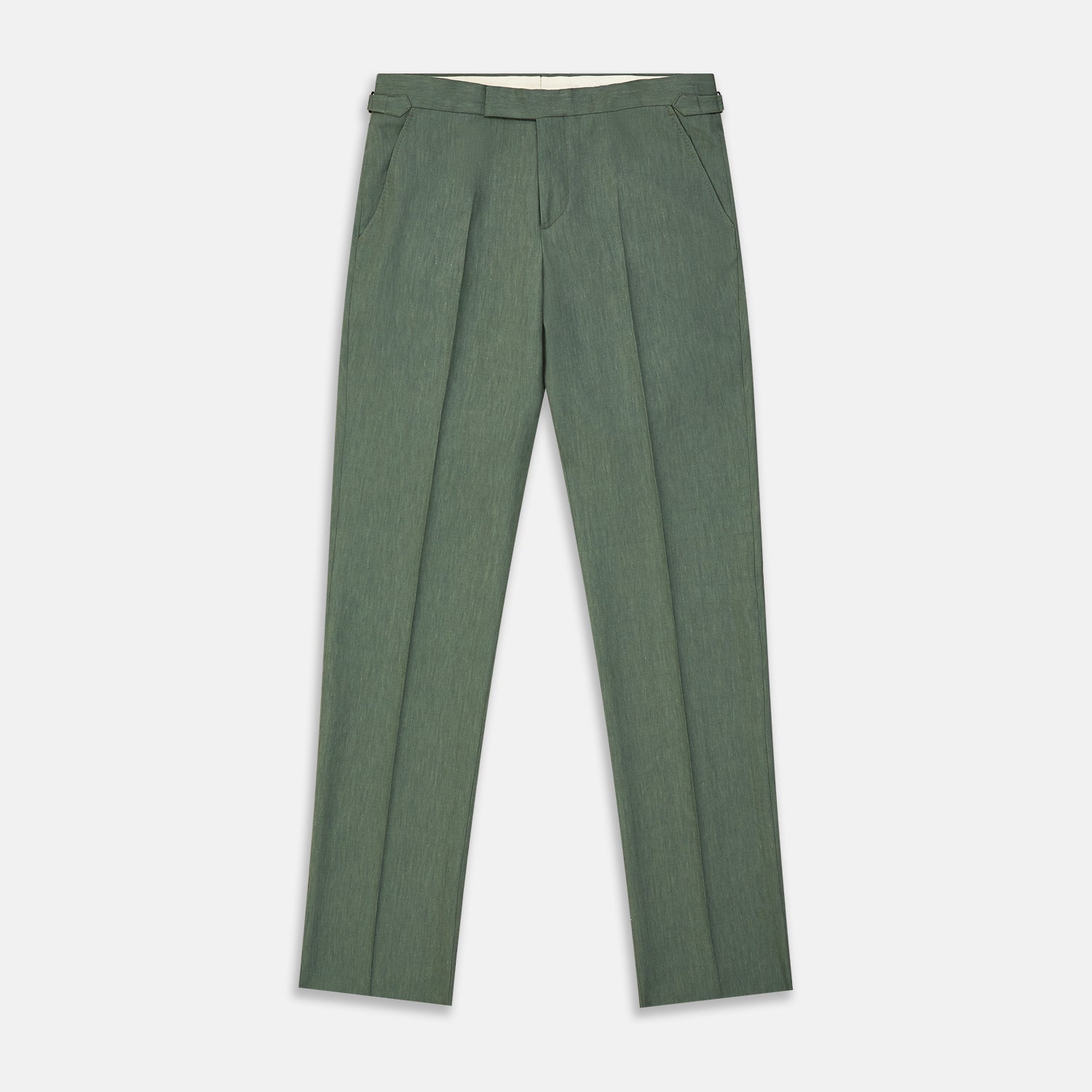 View 1 of product Green Wool and Linen Blend Jonathan Trouser