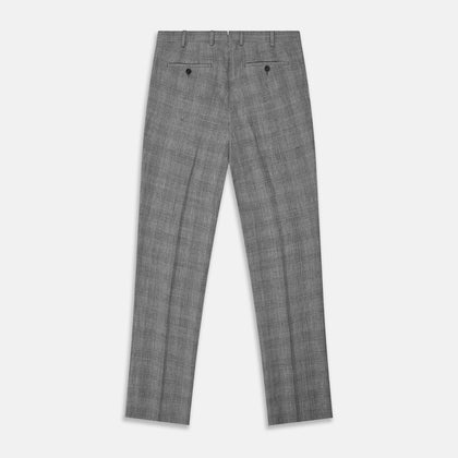 Grey Multi Check Linen Blend Darlington Trousers Image 2