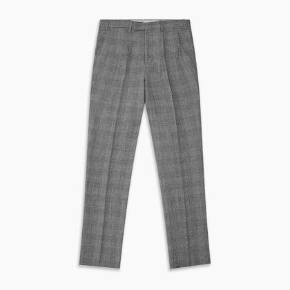 Grey Multi Check Linen Blend Darlington Trousers Image 3