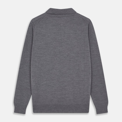 Grey Merino Wool Cecil Rugby Polo Shirt Image 2