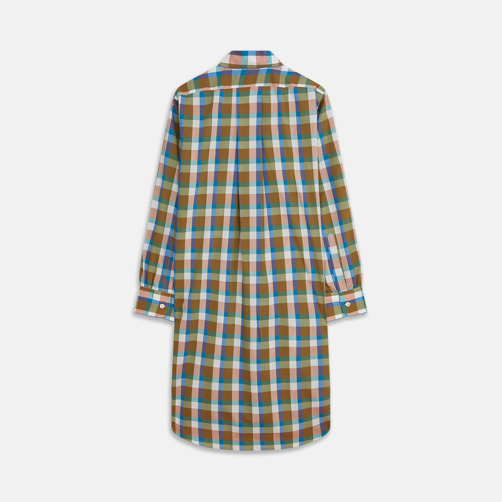Green and Pink Multi Check Linen Blend Sussex Nightshirt