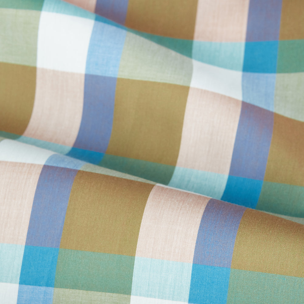 Green and Pink Multi Check Linen Blend Sussex Nightshirt