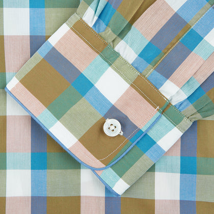Green and Pink Multi Check Linen Blend Sussex Nightshirt Image 2
