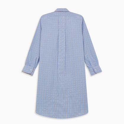Pale Blue Multi Check Cotton Sussex Nightshirt Image 3