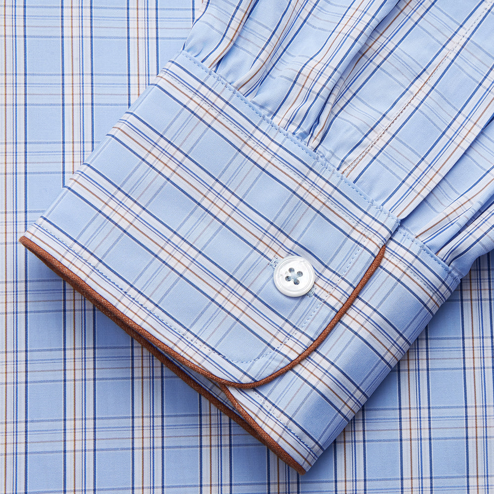 Pale Blue Multi Check Cotton Sussex Nightshirt