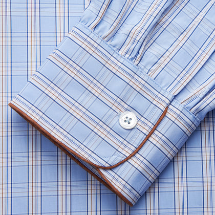 Pale Blue Multi Check Cotton Sussex Nightshirt