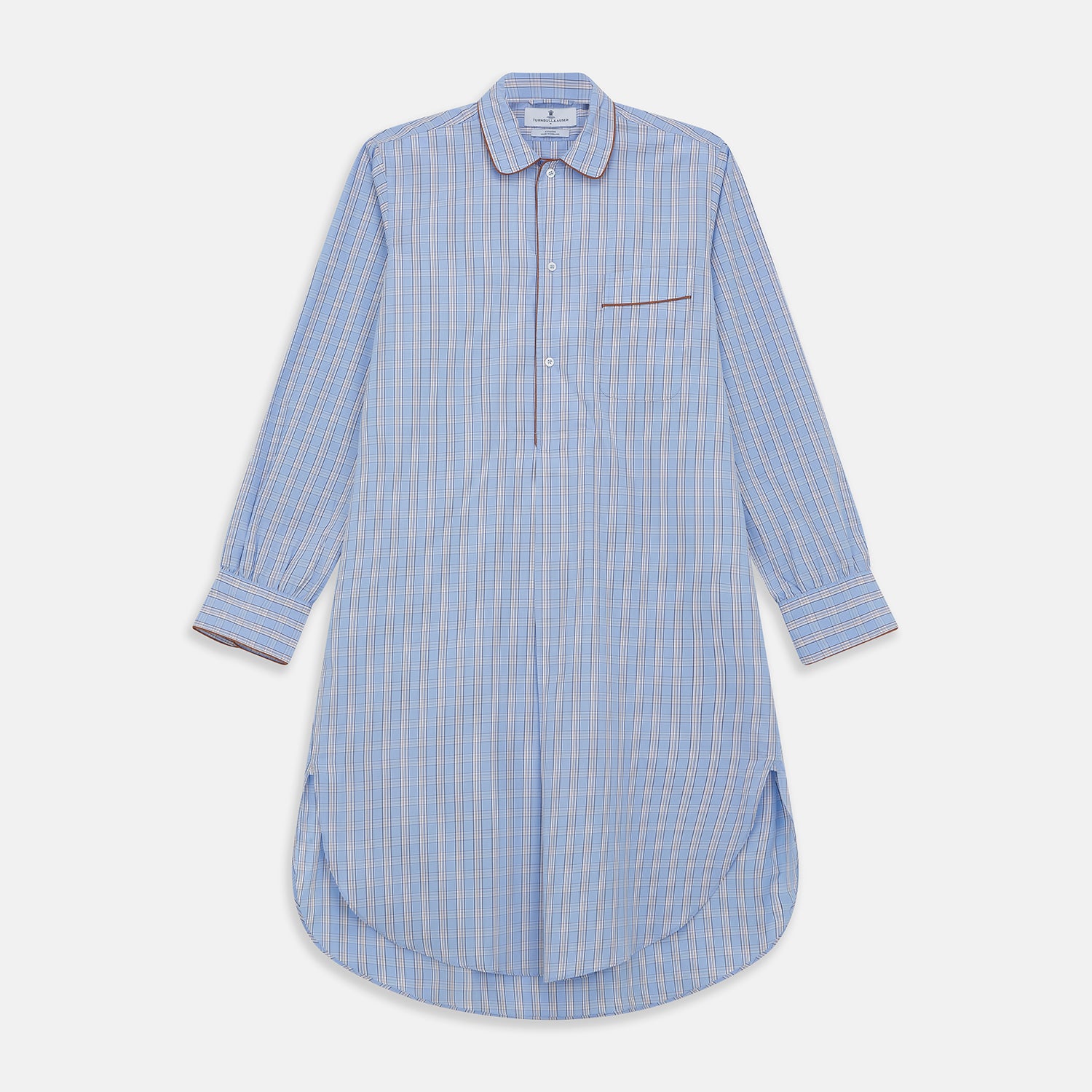 View 1 of product Pale Blue Multi Check Cotton Sussex Nightshirt