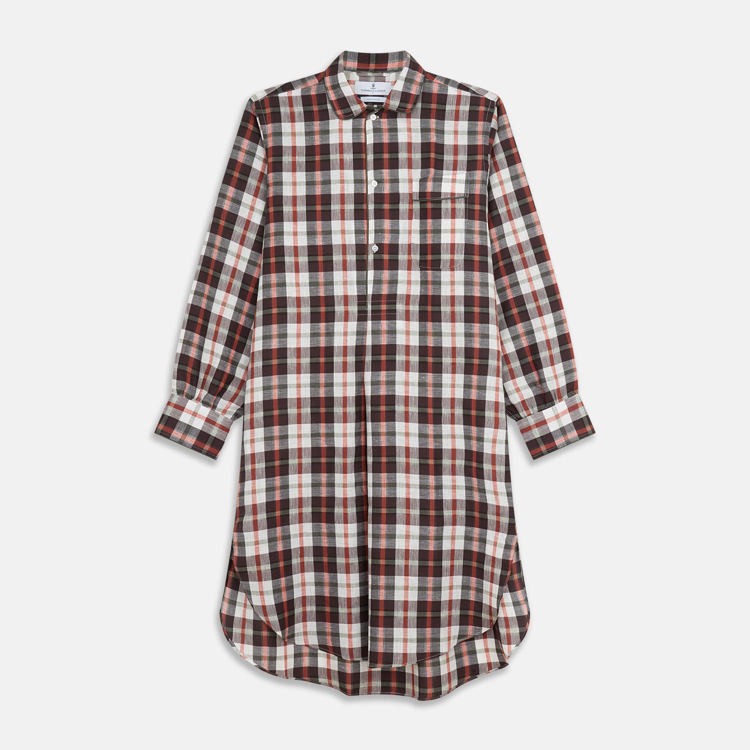 View 1 of product Black Multi Check Linen Blend Sussex Nightshirt