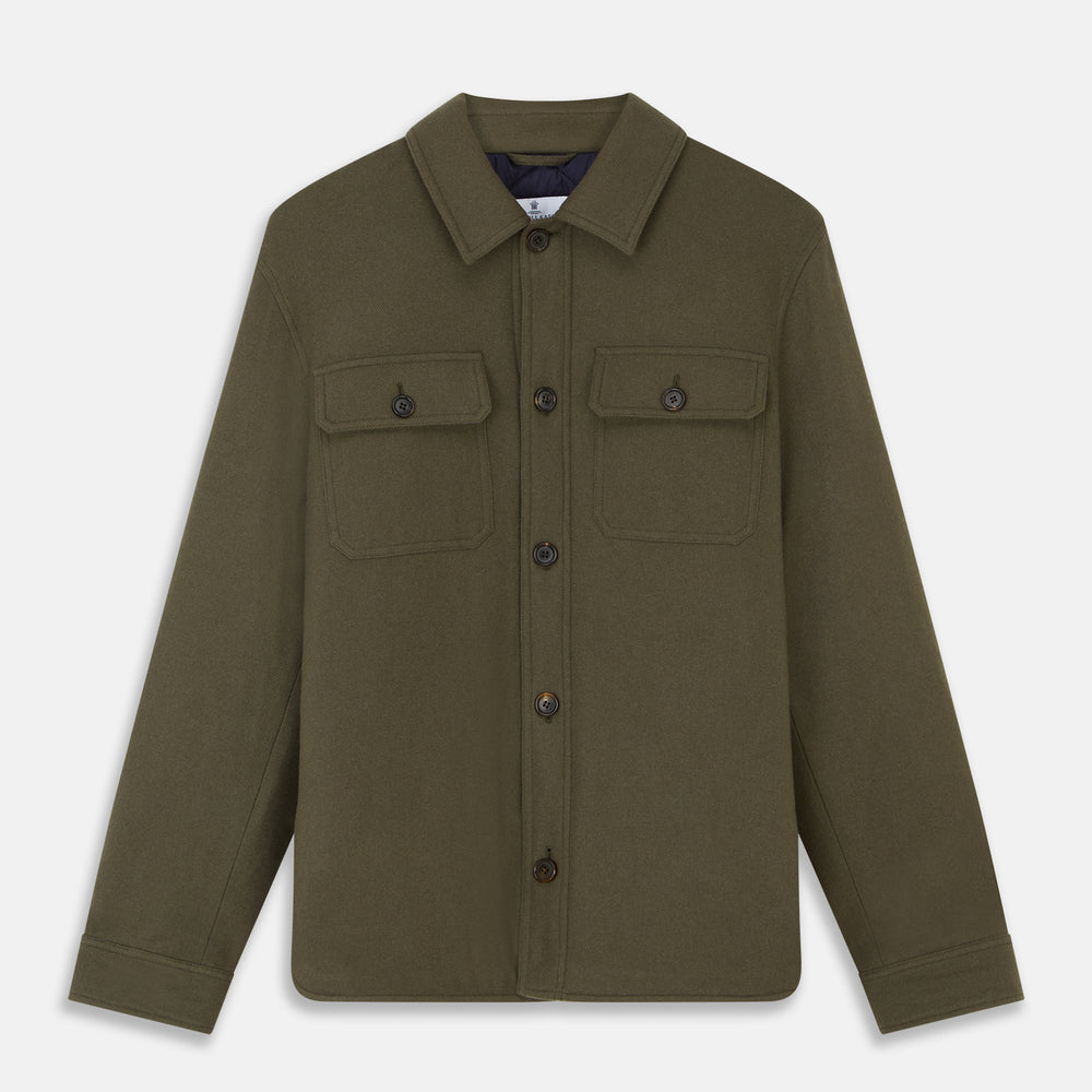 Green Quilted Cashmere Amhurst Overshirt