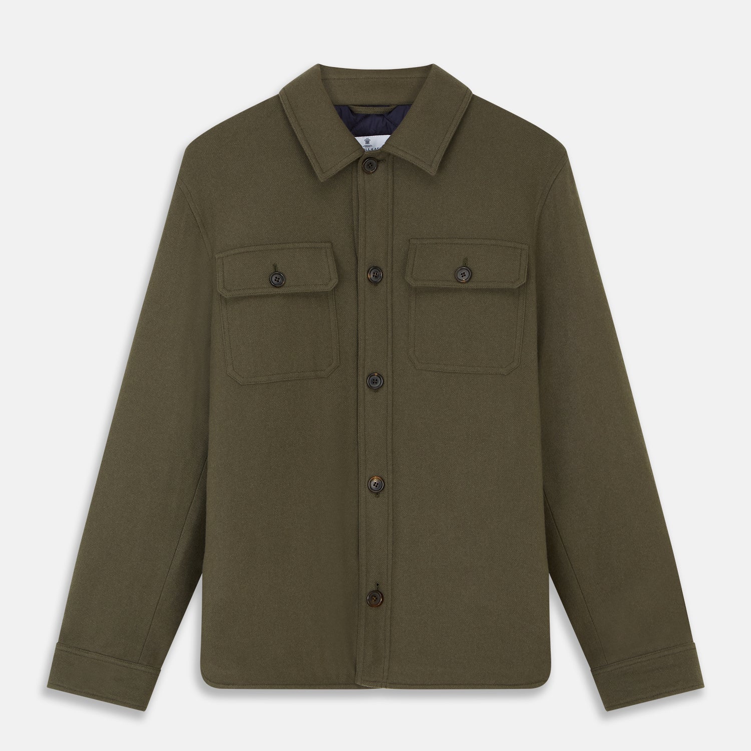 View 1 of product Green Quilted Cashmere Amhurst Overshirt