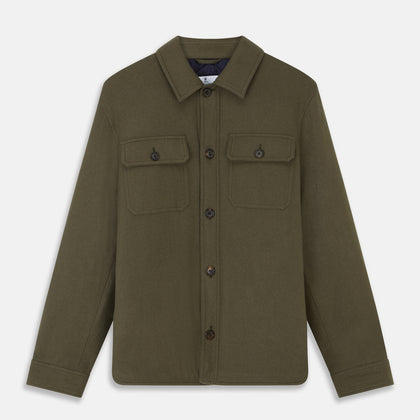 Green Quilted Cashmere Amhurst Overshirt