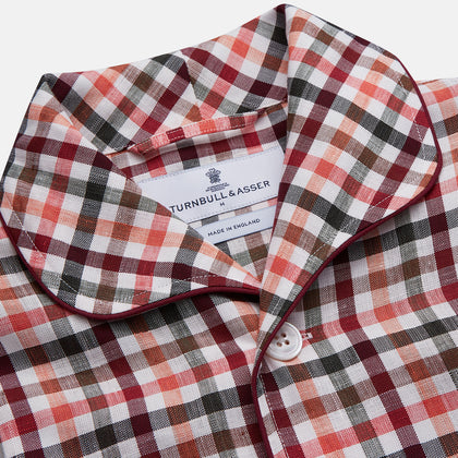 Green Multi Check Linen Blend Quin Pyjama Set Image 3