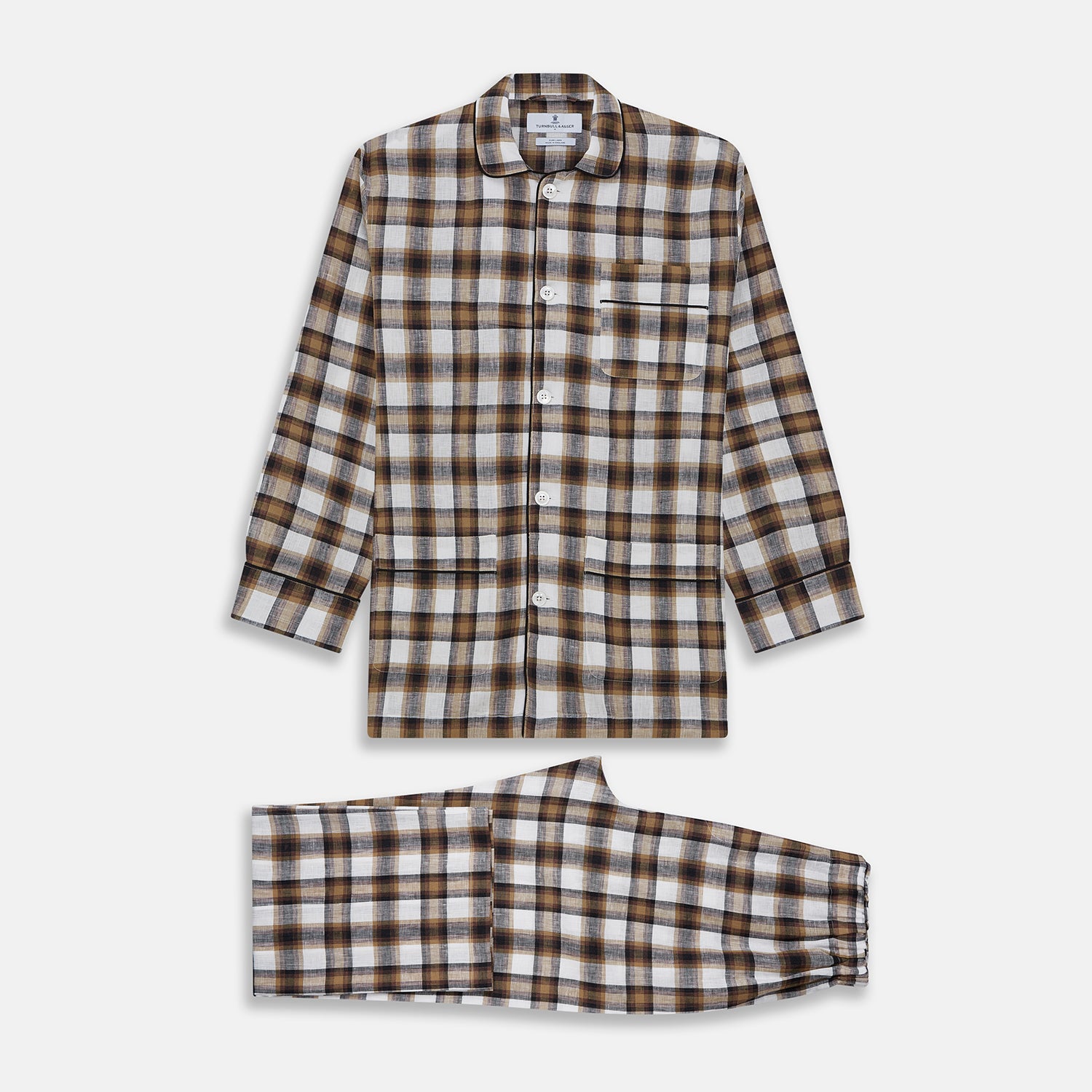 View 1 of product Brown Multi Check Linen Hyde Pyjama Set