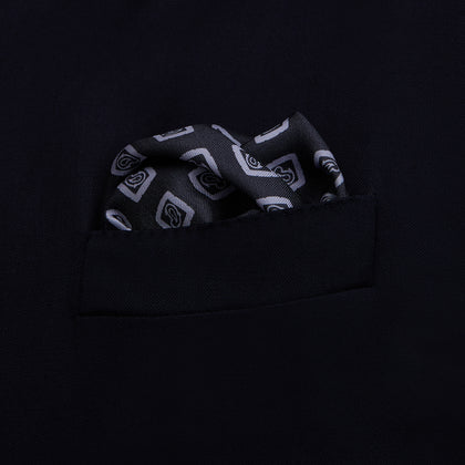 Navy Cubed Paisley Silk Pocket Square Image 2