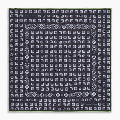 Navy Cubed Paisley Silk Pocket Square Image 3