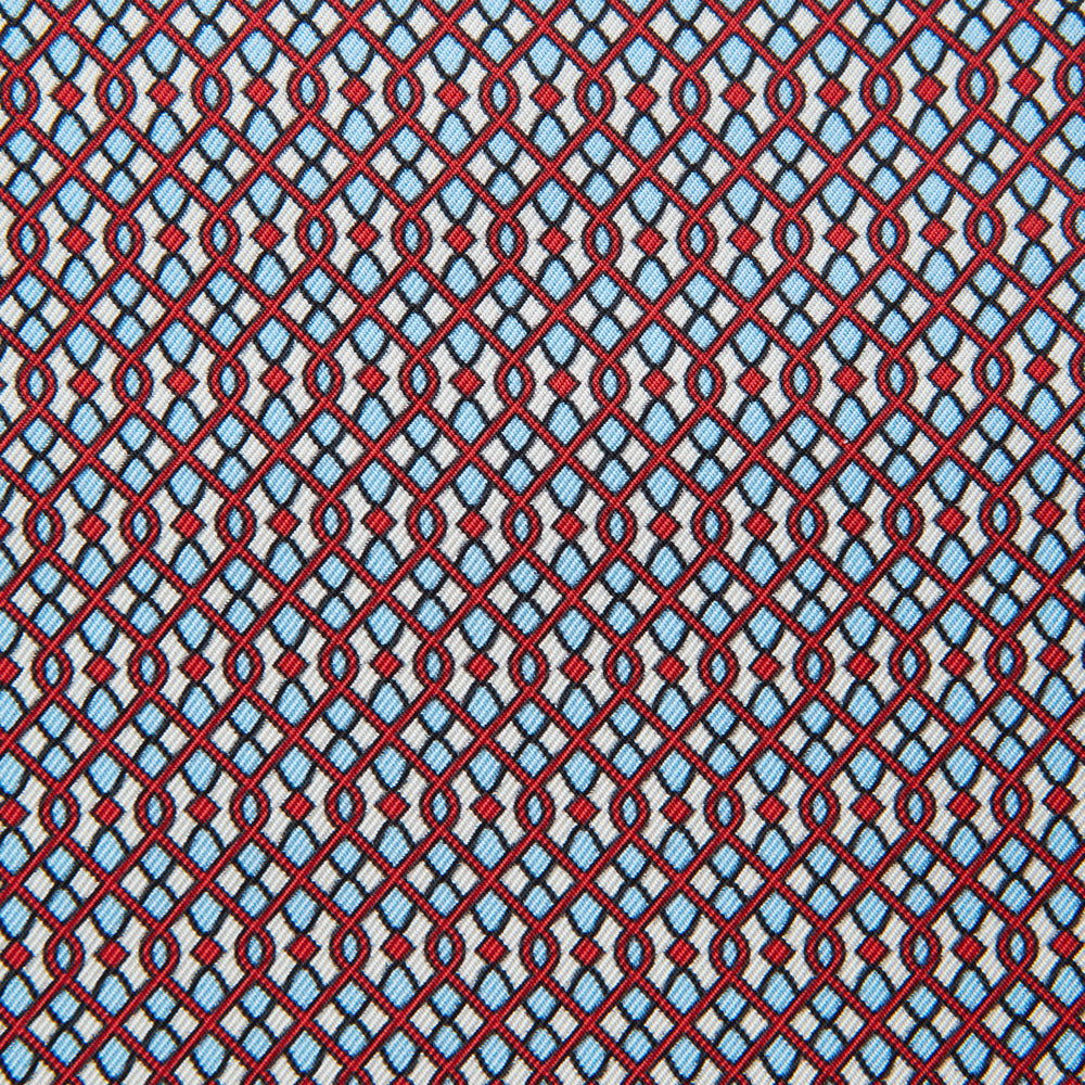 Red Tile Bloomsbury-inspired Pattern Silk Pocket Square