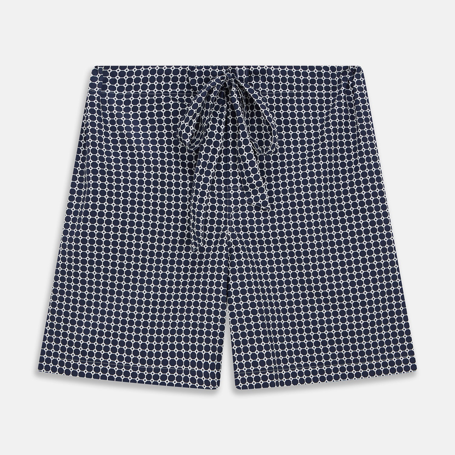 Navy Motif Cotton and Silk Blend Duffield Pyjama shorts