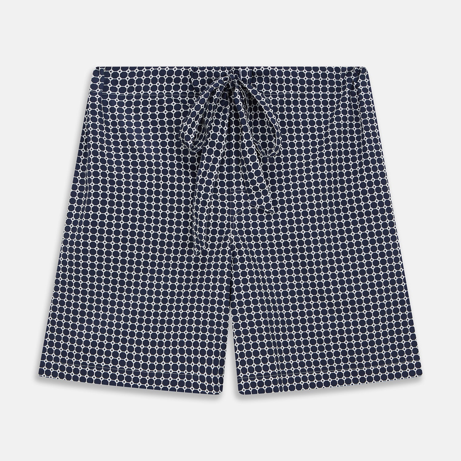 View 1 of product Navy Motif Cotton and Silk Blend Duffield Pyjama shorts