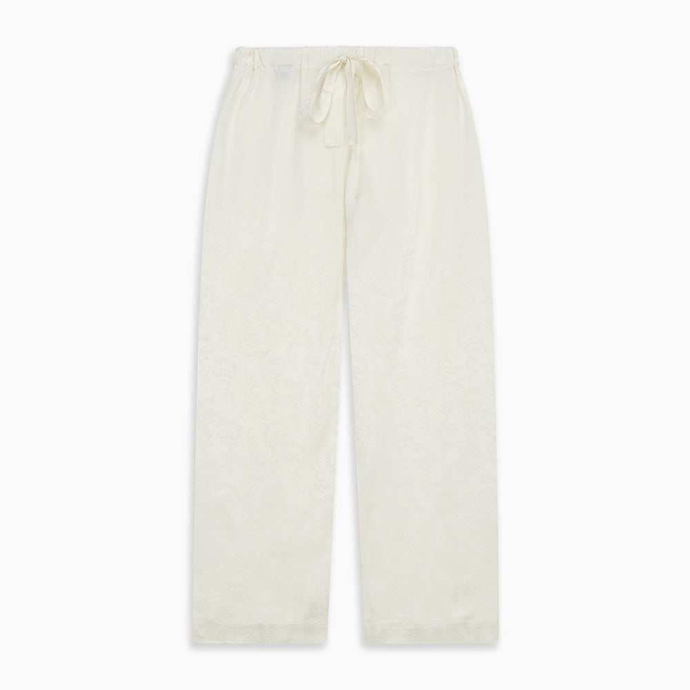 Cream Floral Pattern Silk Harriet Women's Pyjama Set