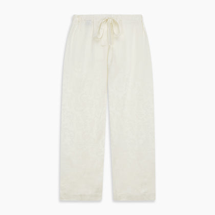 Cream Floral Pattern Silk Harriet Women's Pyjama Set Image 4