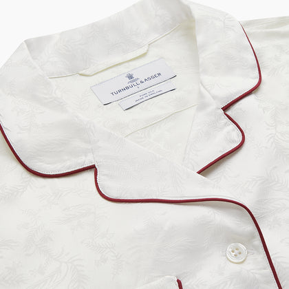 Cream Floral Pattern Silk Harriet Women's Pyjama Set Image 2