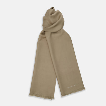 Khaki Silk Twill Lawton Scarf