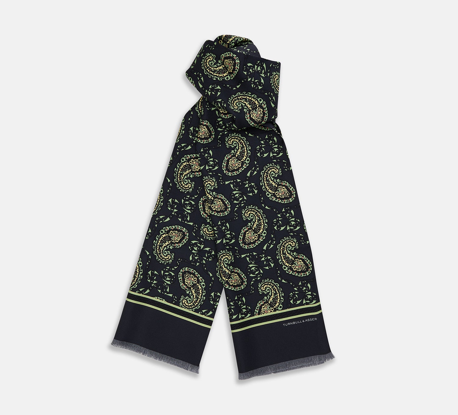 View 1 of product Navy Paisley Silk Lawton Scarf