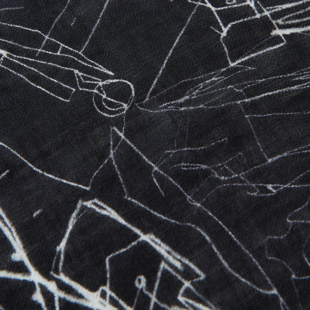 Black Sketched Pattern Wool Chilcott Scarf