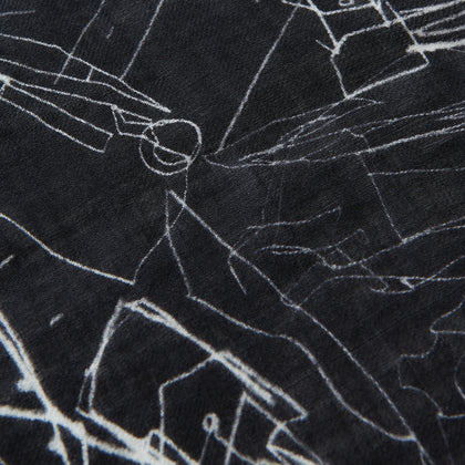 Black Sketched Pattern Wool Chilcott Scarf Image 1