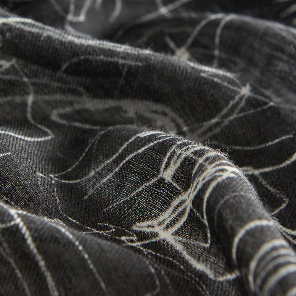 Black Sketched Pattern Wool Chilcott Scarf