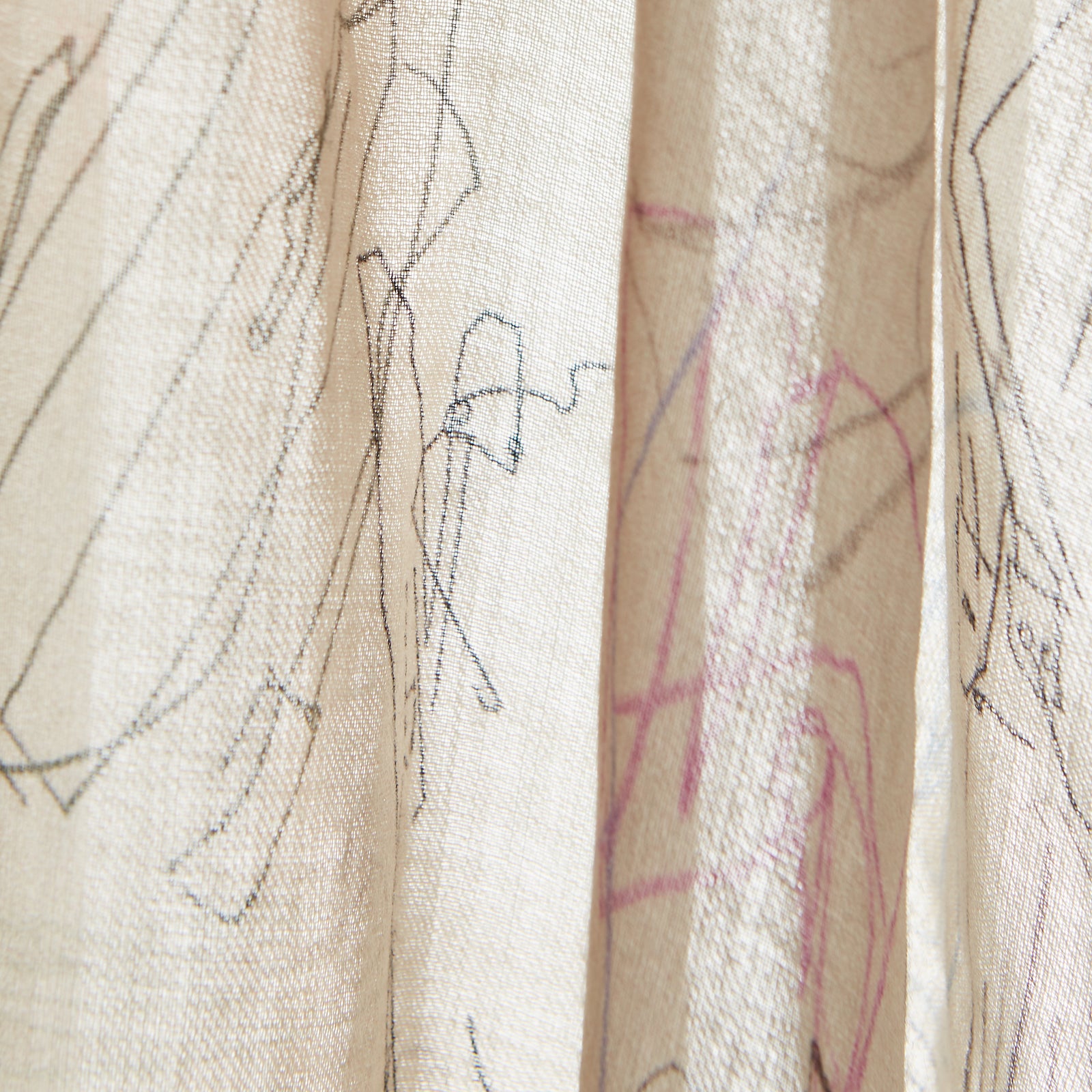 View 5 of product Cream Sketched Pattern Wool Chilcott Scarf