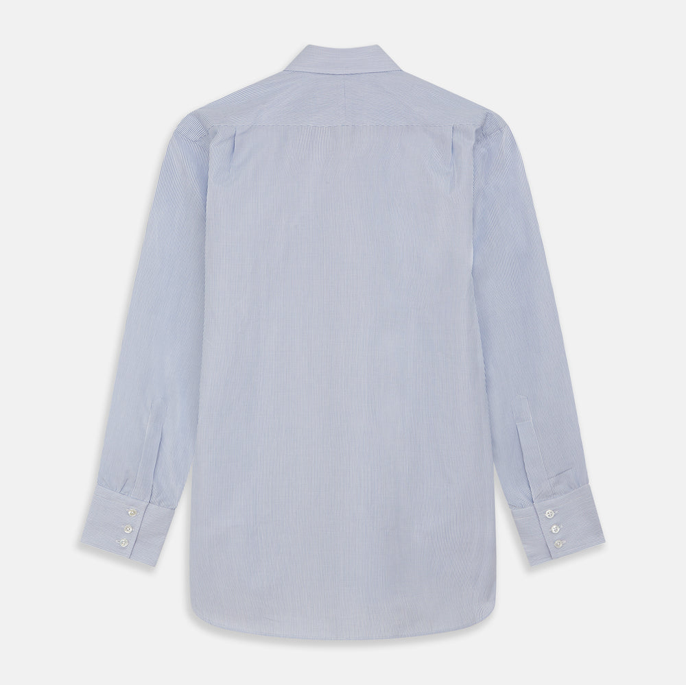 Blue and White Stripe Cotton Regular Fit Mayfair Shirt