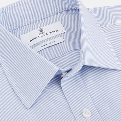 Blue and White Stripe Cotton Regular Fit Mayfair Shirt Image 2
