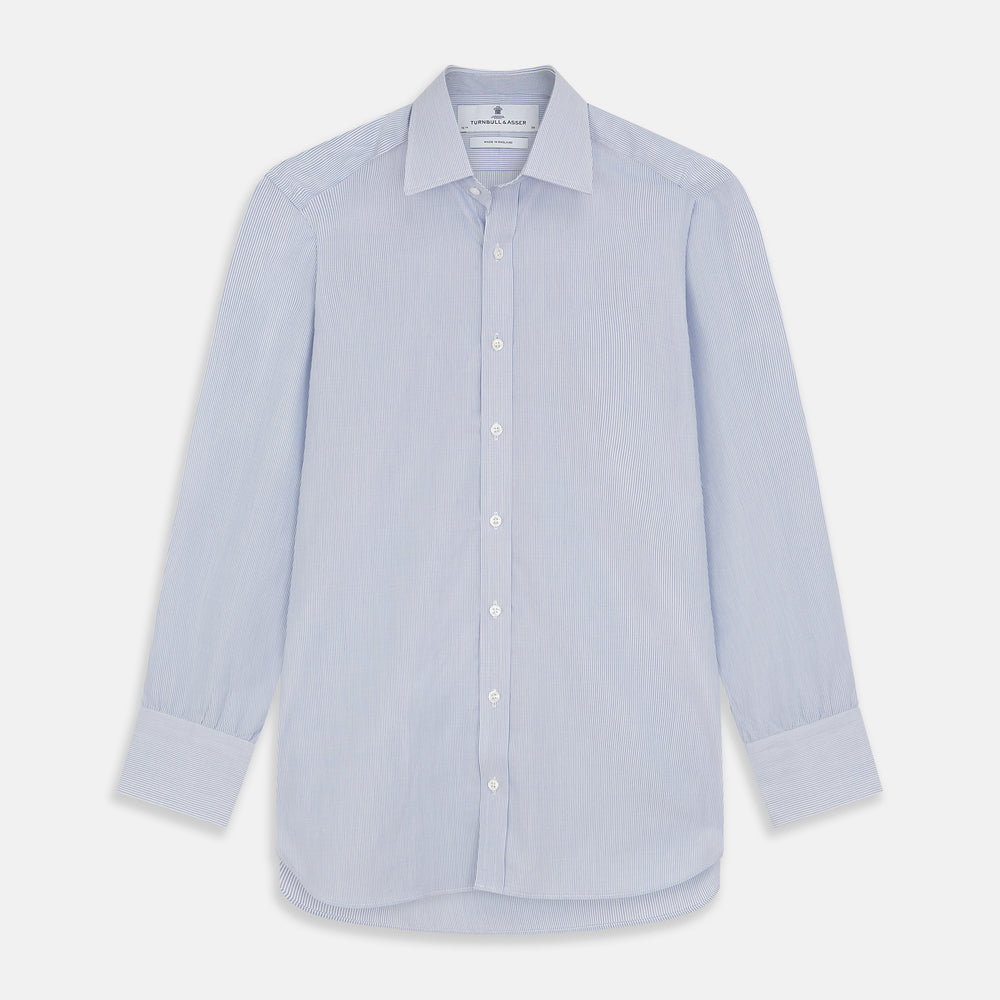 Blue and White Stripe Cotton Regular Fit Mayfair Shirt