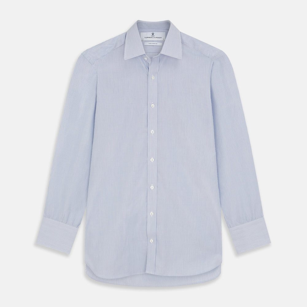 Blue and White Stripe Cotton Regular Fit Mayfair Shirt