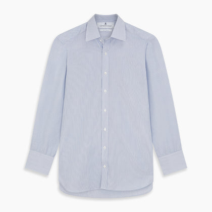 Blue and White Stripe Cotton Regular Fit Mayfair Shirt Image 5